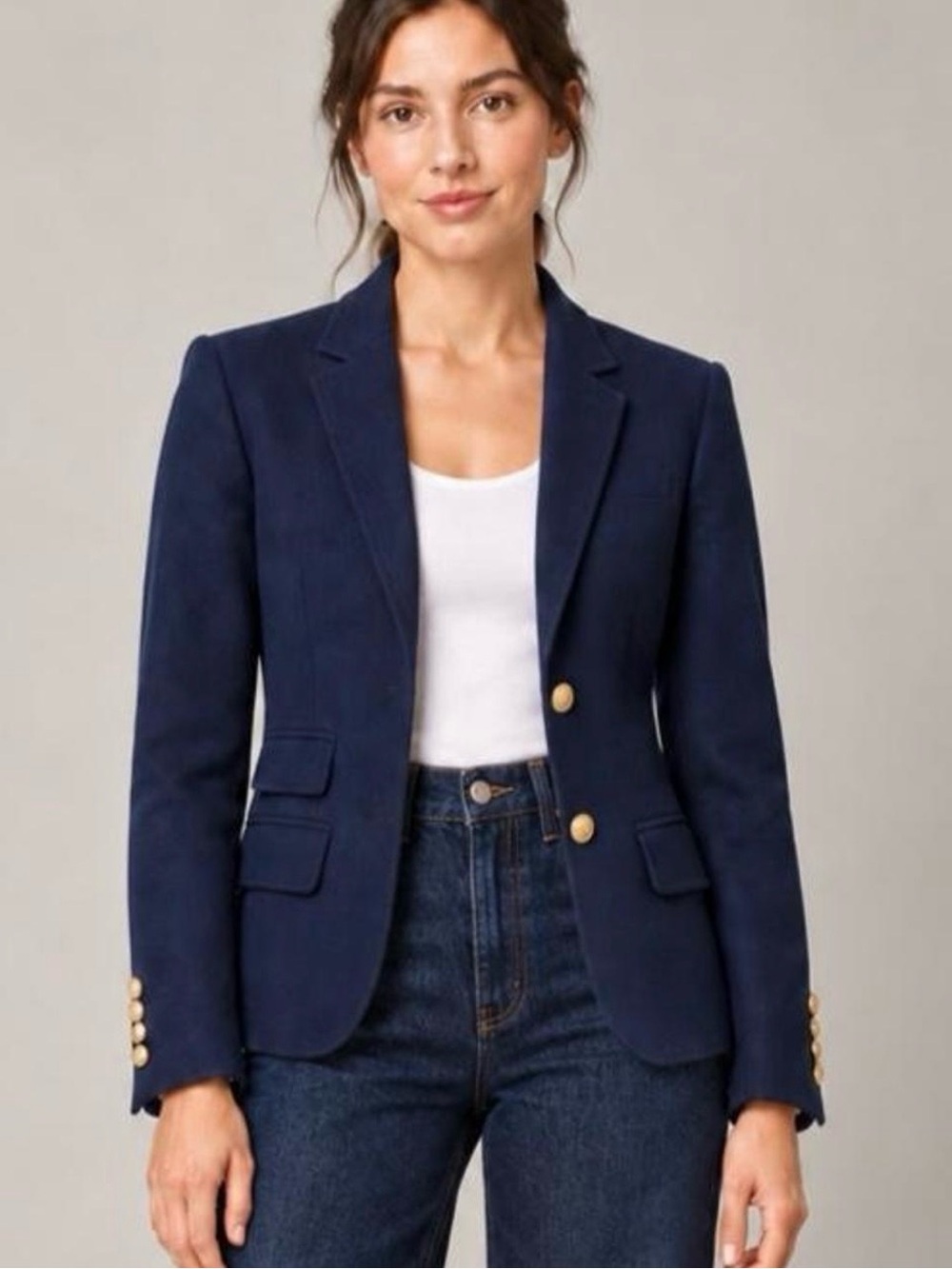J Crew Women’s Navy Schoolboy Blazer Gold Buttons Academia Preppy US 4